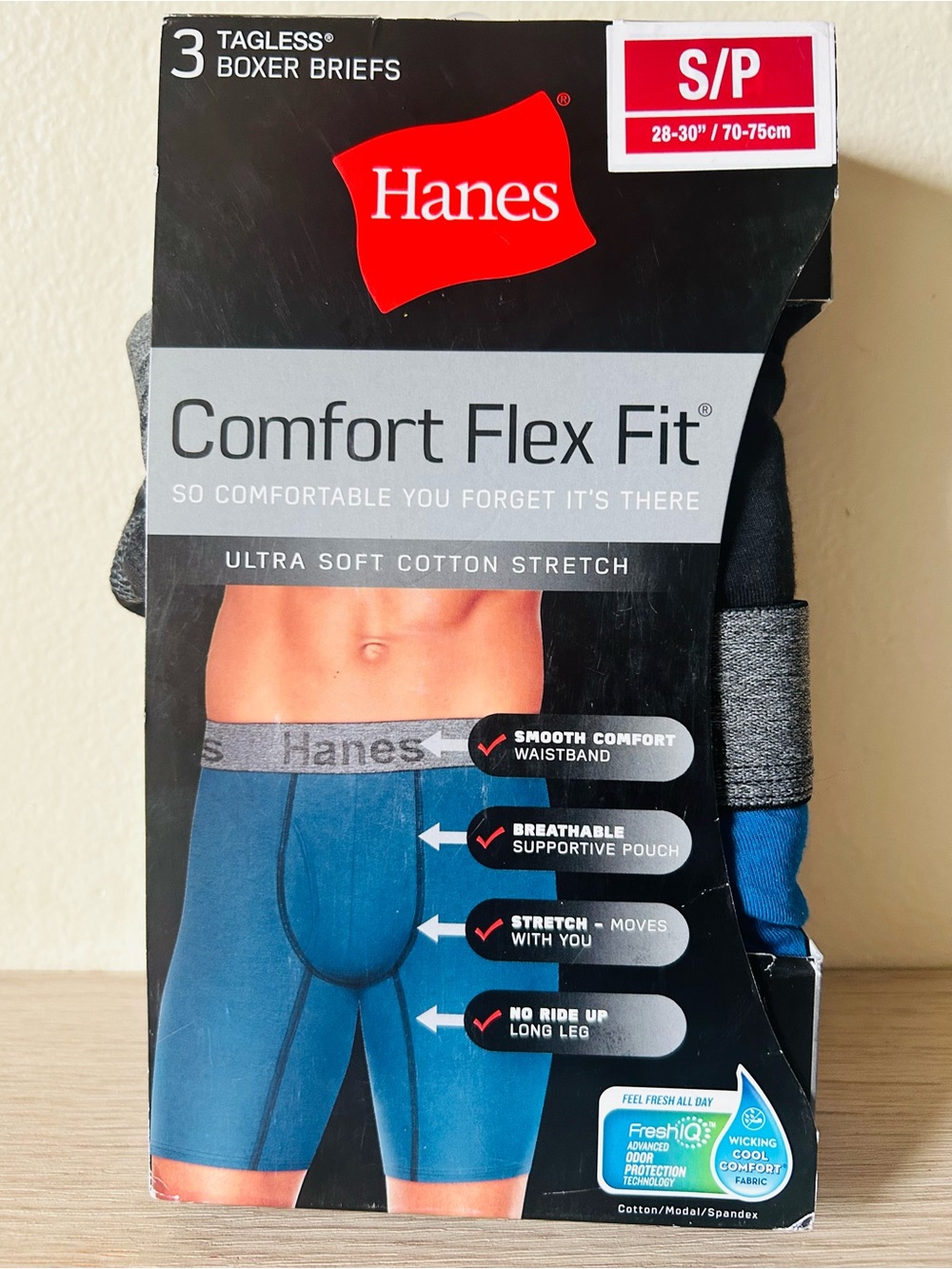 Hanes Comfort Flex Fit Men's Boxer Briefs - Blue/Grey - 3 Pack